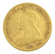 Queen Victoria 1899 gold half sovereign coin