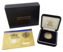 Queen Elizabeth II 2002 'Golden Jubilee' gold proof shield back full sovereign coin