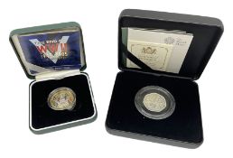 The Royal Mint 2005 'The End of WWII 1945-2005 60th Anniversary' silver proof two pounds and 2020 'W