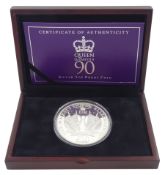 Queen Elizabeth II Jersey 2016 '90th Birthday' fine silver ten pound proof coin