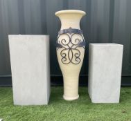 Graduating pair concrete effect square planters (largest - 34cm x 34cm