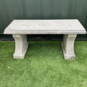 Cast stone rectangular three piece garden seat - THIS LOT IS TO BE COLLECTED BY APPOINTMENT FROM DUG
