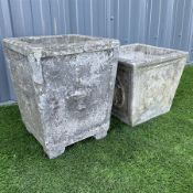 Two square reconstituted garden planters - THIS LOT IS TO BE COLLECTED BY APPOINTMENT FROM DUGGLEBY