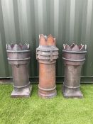 Three Victorian terracotta crown top chimney pots - THIS LOT IS TO BE COLLECTED BY APPOINTMENT FROM