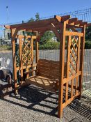 Timber garden arbour with rocking bench - THIS LOT IS TO BE COLLECTED BY APPOINTMENT FROM DUGGLEBY S