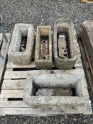 Set of four rectangular cast stone planters - THIS LOT IS TO BE COLLECTED BY APPOINTMENT FROM DUGGL