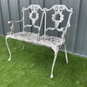 Victorian style cast alloy two seat garden bench - THIS LOT IS TO BE COLLECTED BY APPOINTMENT FROM D