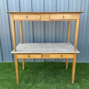 Pair of solid beech wood desks