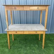 Pair of solid beech wood desks