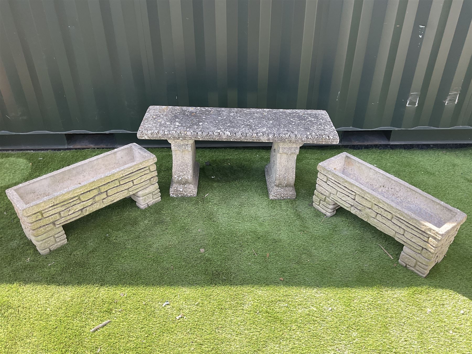 Cast stone garden bench