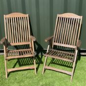 Pair of hardwood folding garden chairs - THIS LOT IS TO BE COLLECTED BY APPOINTMENT FROM DUGGLEBY ST