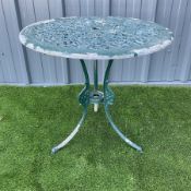 Green painted aluminium garden table - THIS LOT IS TO BE COLLECTED BY APPOINTMENT FROM DUGGLEBY STO