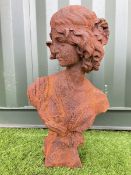 Cast iron weathered bust of a lady - THIS LOT IS TO BE COLLECTED BY APPOINTMENT FROM DUGGLEBY STORAG