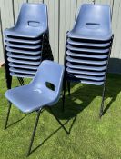 Blue plastic chairs on metal base