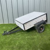 Small trailer with removable metal lid and spare wheel - THIS LOT IS TO BE COLLECTED BY APPOINTMENT