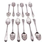 Set of twelve George III and later matched Celtic point pattern teaspoons