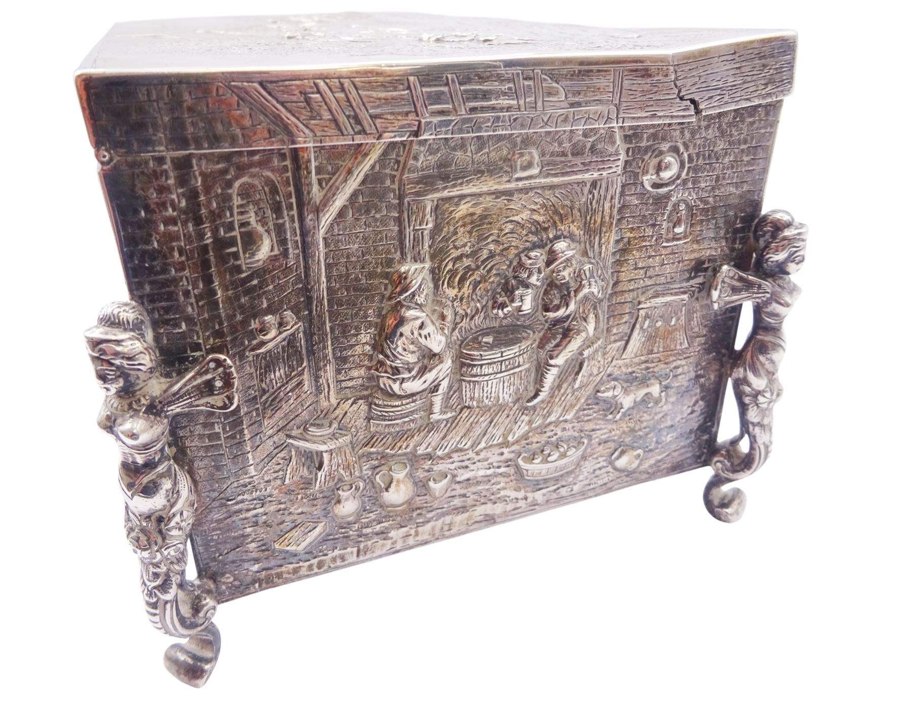 Late 19th century German Hanau silver mounted cigarette box - Image 8 of 10