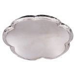 Modern silver tray of plain circular lobed form