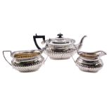 Matched Edwardian silver three piece tea service