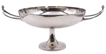 Early 20th century silver twin handled pedestal dish