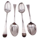 Two pairs of George III silver Old English pattern table spoons