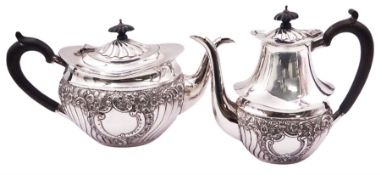 Early 20th century silver teapot and matching coffee pot