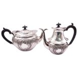 Early 20th century silver teapot and matching coffee pot