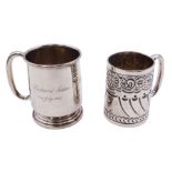 Late Victorian silver christening mug