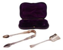 Pair of George IV silver Kings pattern sugar tongs