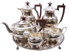 Mid 20th century silver six piece tea service