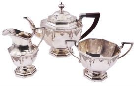 1920's silver three piece tea service