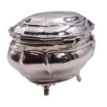 Edwardian silver tea caddy of bombe form