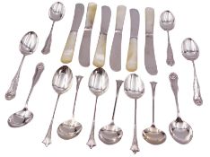 Set of six 1920's silver Albany pattern coffee spoons