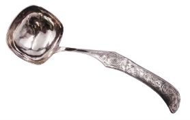 Mid 19th century Dutch silver 833 standard soup ladle