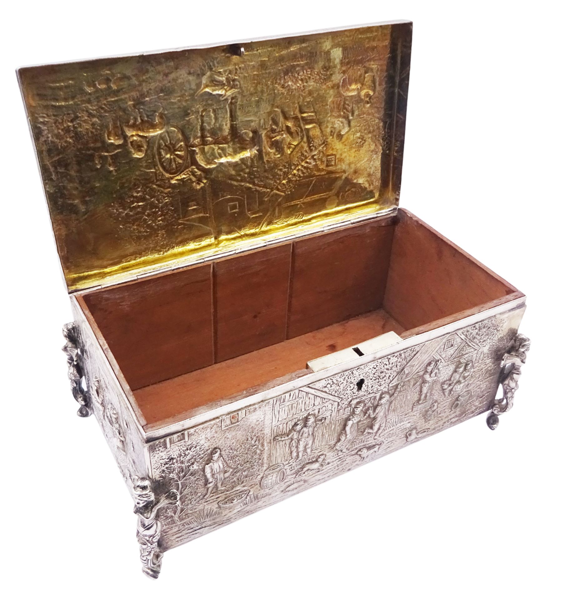 Late 19th century German Hanau silver mounted cigarette box - Image 3 of 10