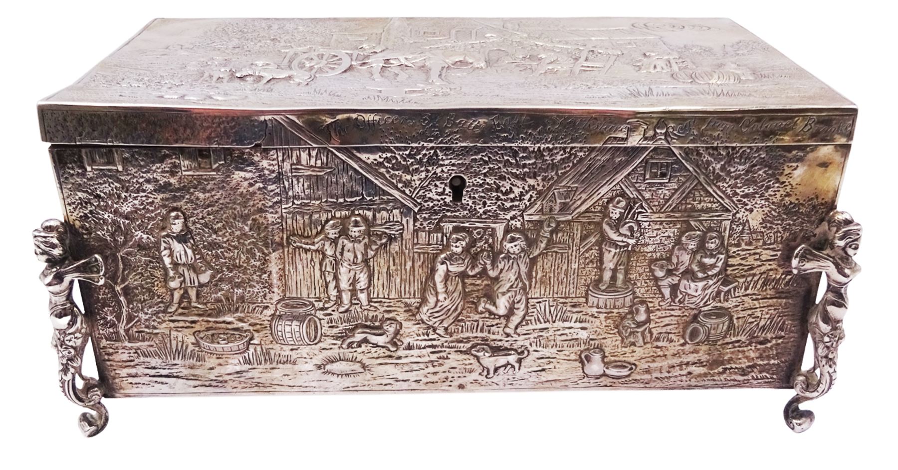 Late 19th century German Hanau silver mounted cigarette box - Image 2 of 10