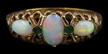 9ct gold opal and emerald ring