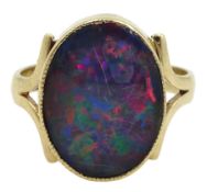 9ct gold single stone opal doublet ring