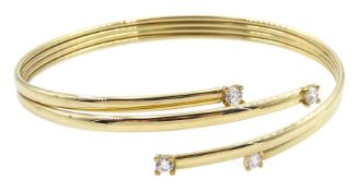 9ct gold four stone cubic zirconia bangle