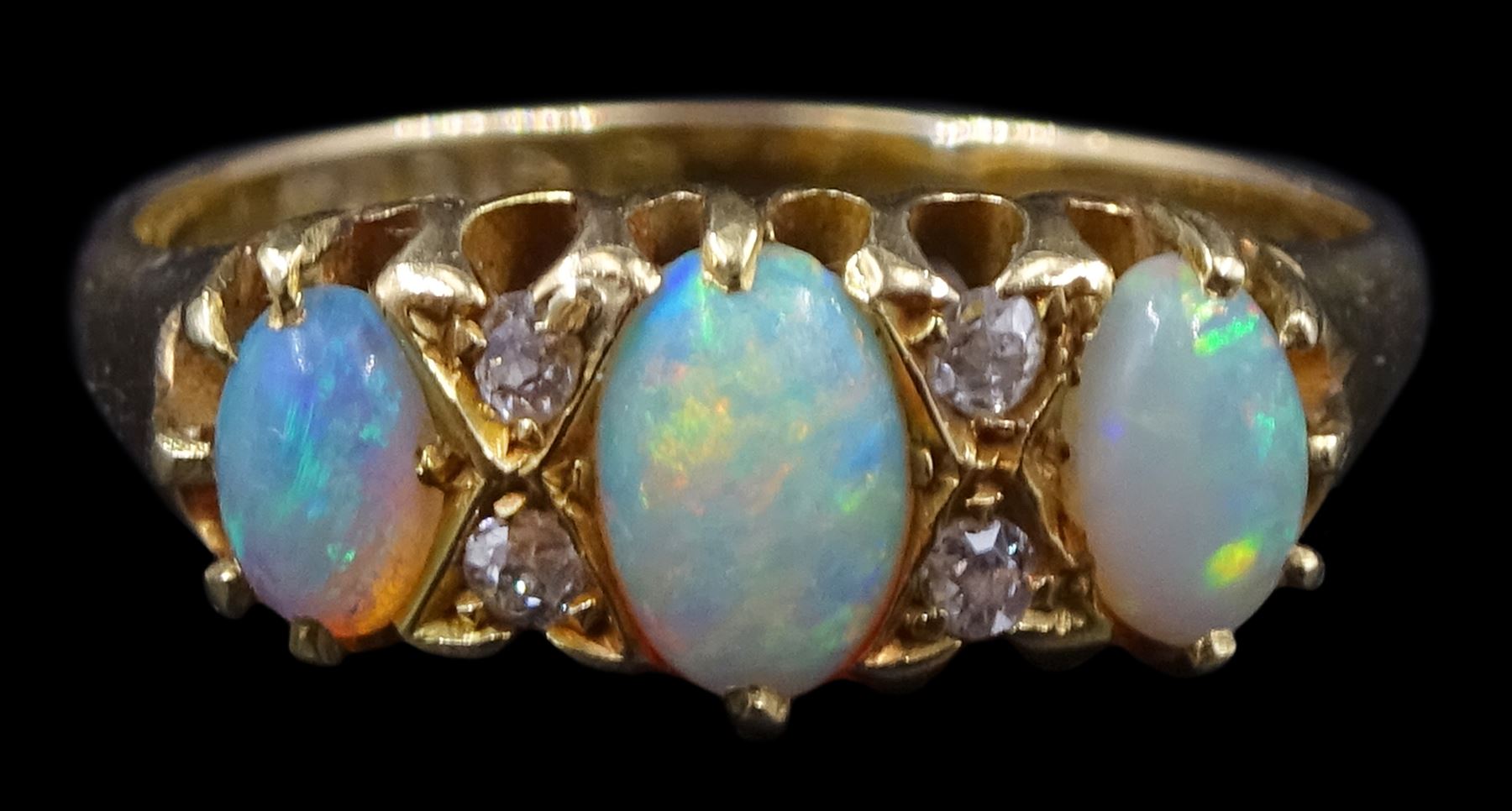 Edwardian 18ct gold opal and diamond ring