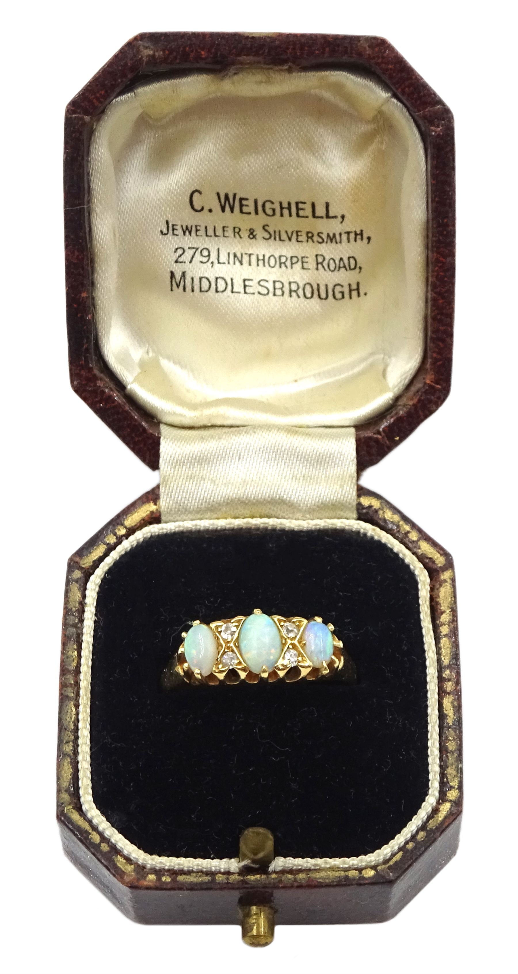 Edwardian 18ct gold opal and diamond ring - Image 3 of 5