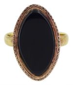 George III gold marquise shaped black onyx mourning ring