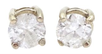 Pair of 18ct gold round diamond stud earrings