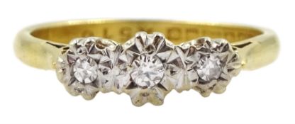 18ct gold illusion set three stone diamond ring