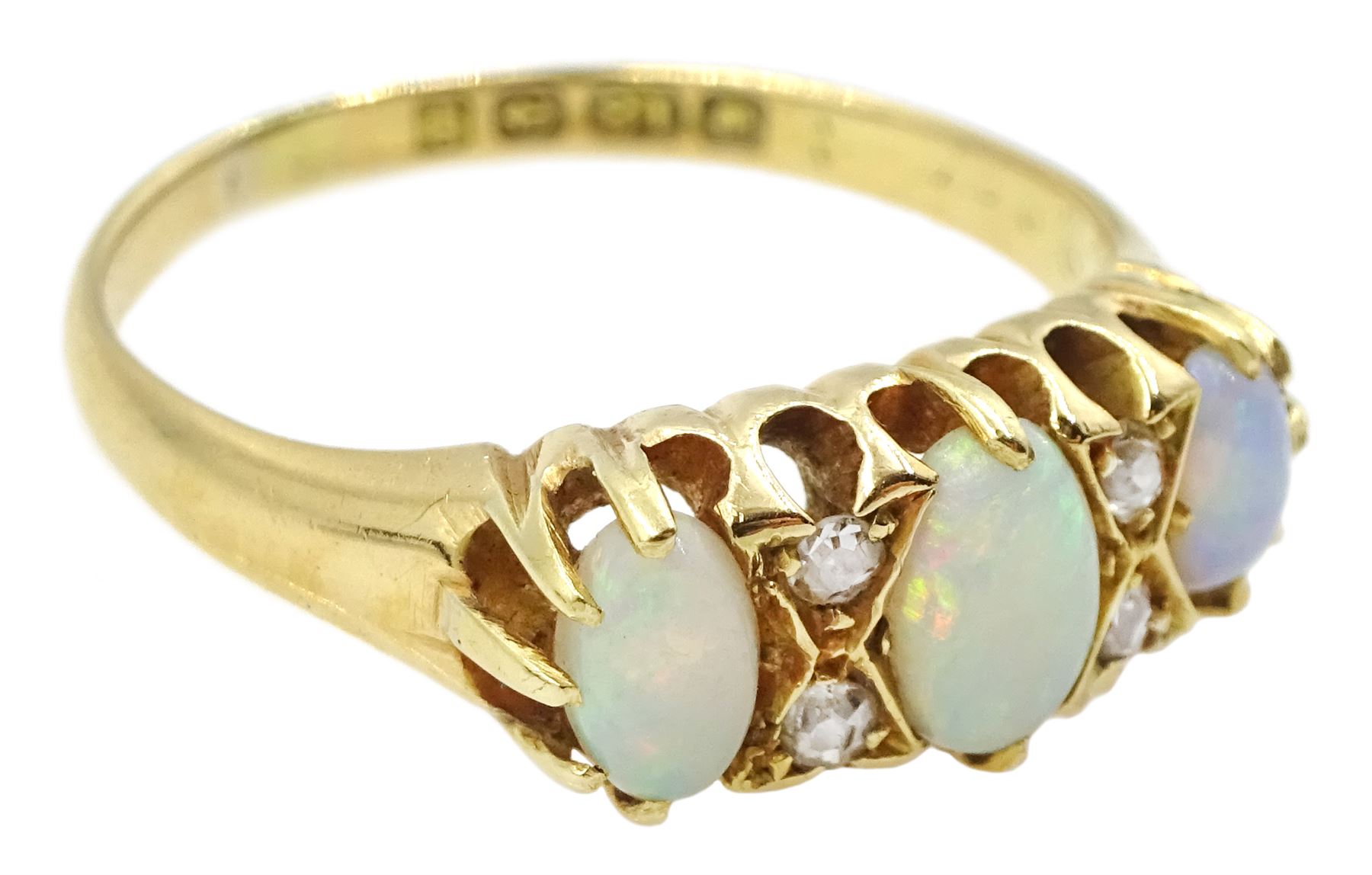 Edwardian 18ct gold opal and diamond ring - Image 4 of 5