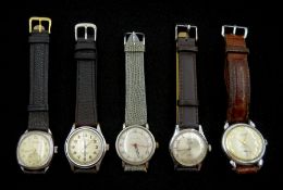 Five manual wind wristwatches including Marvin