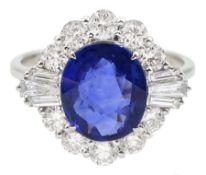 18ct white gold oval sapphire