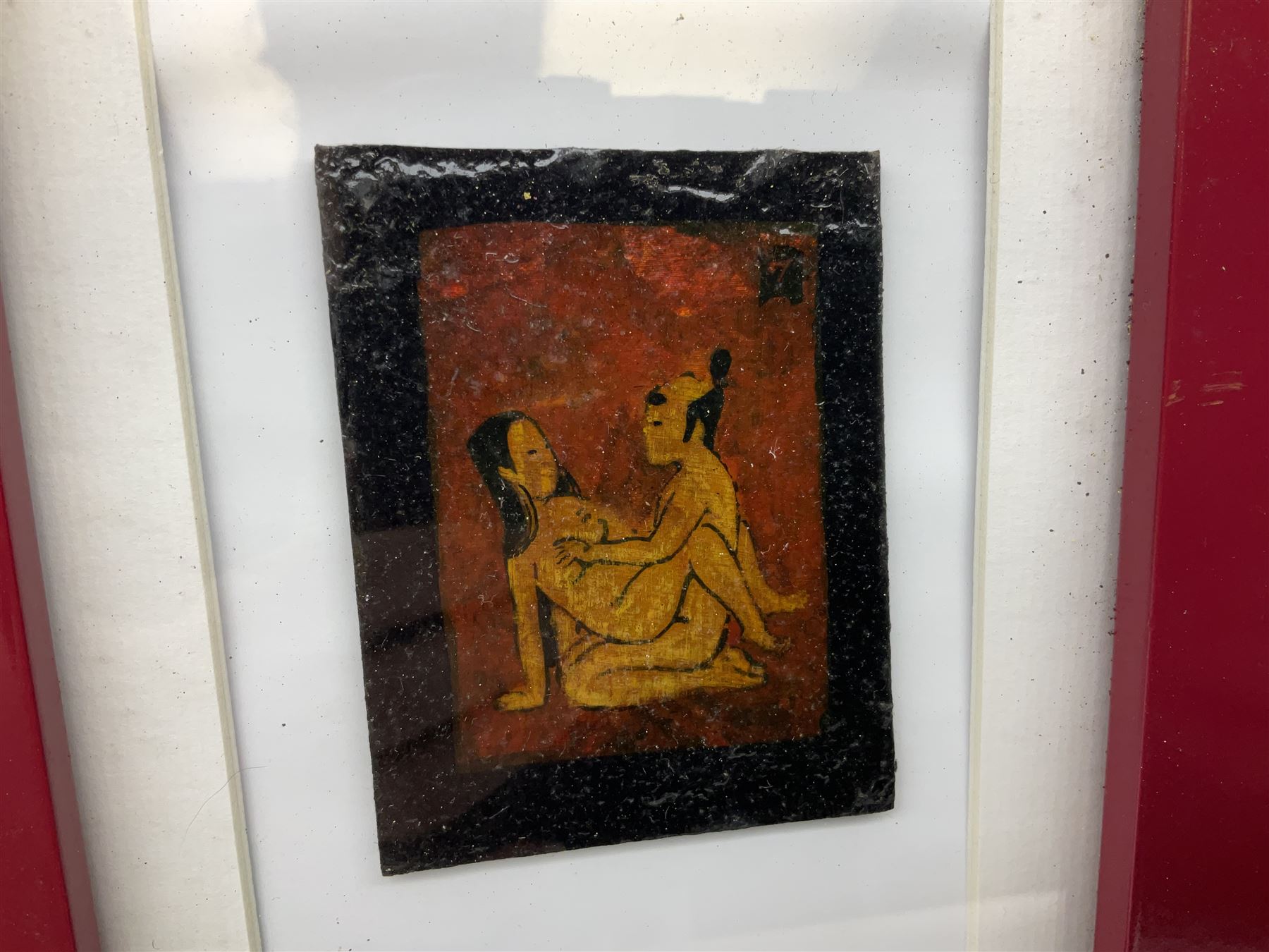 Set of eight Japanese erotic enamel plaques - Image 5 of 11