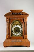 Late 19th century 8-day mahogany cased mantle clock chiming the hours and quarters on 8 gong rods