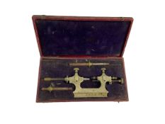 Brass watchmakers pivoting tool c1900 in original velvet lined box with attachments.